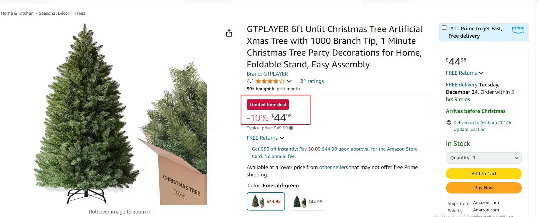 6ft GTPLAYER Unlit Christmas Tree Sale