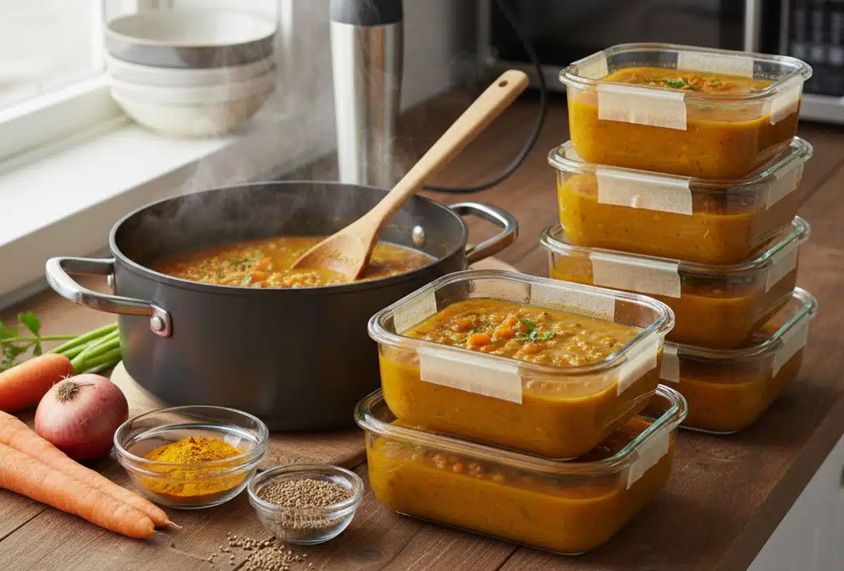 Spiced Carrot & Lentil Soup (The Freezer Stock-Up)